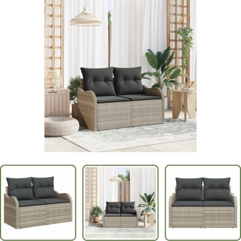 Polyrattan -  Divano da giardino Grigio chiaro 121 x 62 x 69cm polyrattan