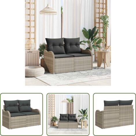 Polyrattan -  Divano da giardino Grigio chiaro 121 x 62 x 69cm polyrattan