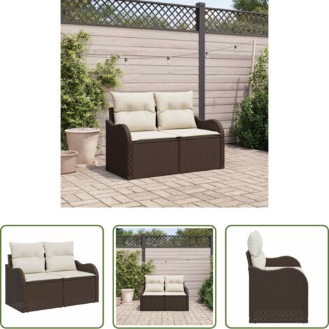 Polyrattan -  Divano da giardino Marrone 121 x 62 x 69cm polyrattan