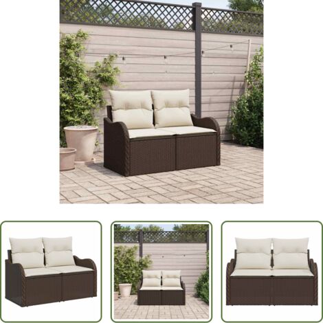 Polyrattan -  Divano da giardino Marrone 121 x 62 x 69cm polyrattan