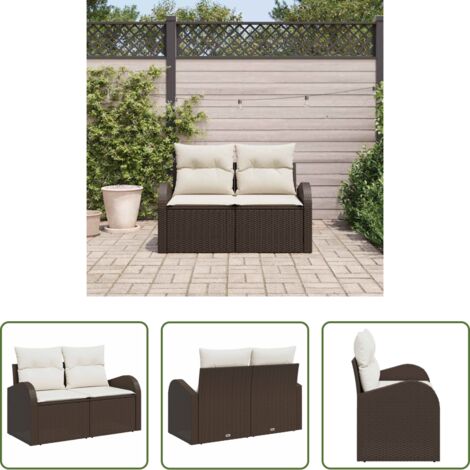 Polyrattan -  Divano da giardino Marrone 124 x 62 x 69cm polyrattan