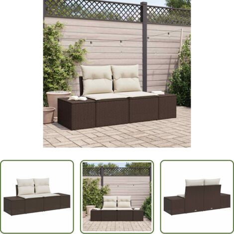 Polyrattan -  Divano da giardino Marrone 184 x 62 x 69 cm polyrattan