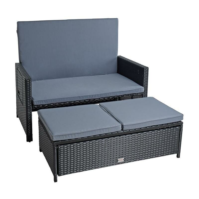 Polyrattan Gartenmöbel Set Sitzgruppe Rattan Gartensofa Lounge Couch Schwarz