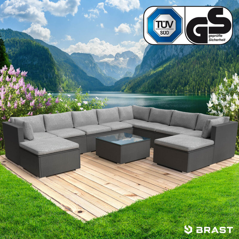 Polyrattan Gartenmöbelset FREEDOM schwarz
