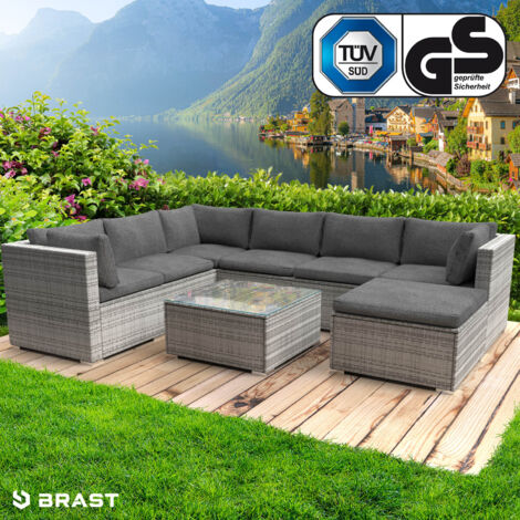 Polyrattan Gartenmöbelset LUXUS grau