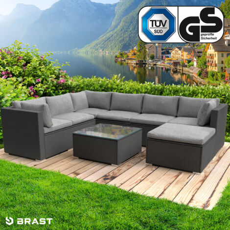 Polyrattan Gartenmöbelset LUXUS schwarz