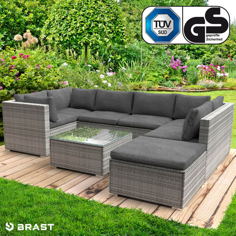 Polyrattan Gartenmöbelset SERENITY grau
