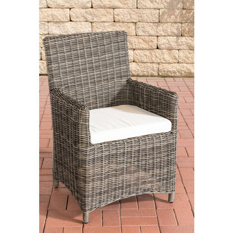 Polyrattan Gartenstuhl Fontana 5mm grau-meliert cremeweiß