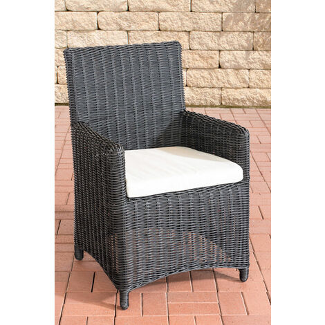 Polyrattan Gartenstuhl Fontana 5mm schwarz cremeweiß