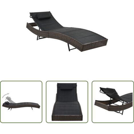 Polyrattan -  Lettino Prendisole in Polyrattan e Textilene Marrone