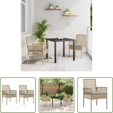 Polyrattan -  Sedia da Giardino 2 pcs Beige 55 x 53 x 85 cm polyrattan
