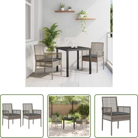 Polyrattan -  Sedia da Giardino 2 pcs Grigio 55 x 53 x 85 cm polyrattan