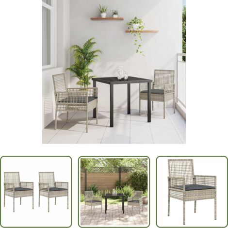 Polyrattan -  Sedia da Giardino 2 pcs Grigio chiaro 55 x 53 x 85 cm