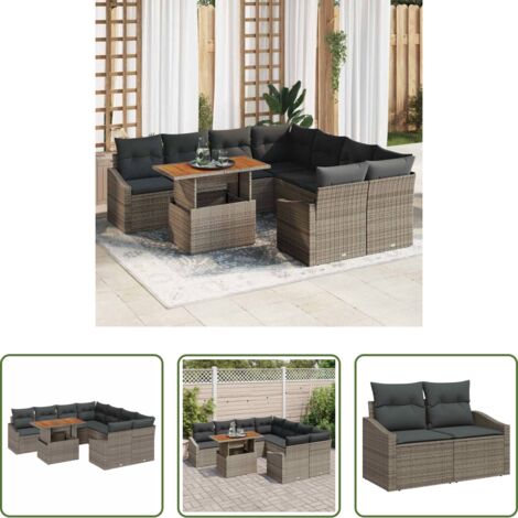 Polyrattan -  Set da Pranzo per Giardino Grigio e Marrone 100 x 55 x 73 cm