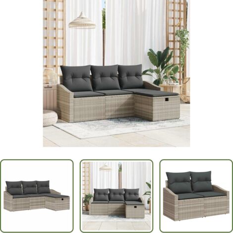 Polyrattan -  Set di divani con cuscino 4 pcs polyrattan