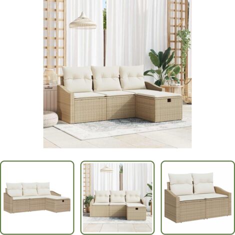 Polyrattan -  Set di divani con cuscino 4 pcs polyrattan