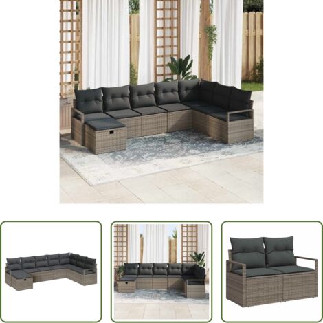 Polyrattan -  Set di divani con cuscino 5 pcs polyrattan