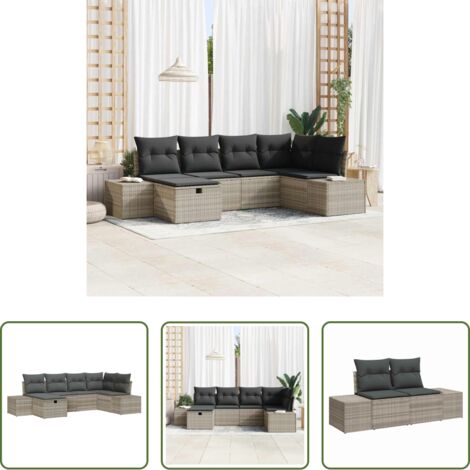 Polyrattan -  Set di divani con cuscino 7 pcs polyrattan