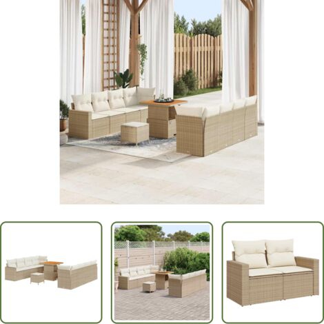 Polyrattan -  Set Divano da Giardino 12 pcs Beige e Crema polyrattan