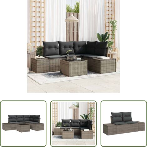 Polyrattan - Set Divano da Giardino Grigio chiaro polyrattan