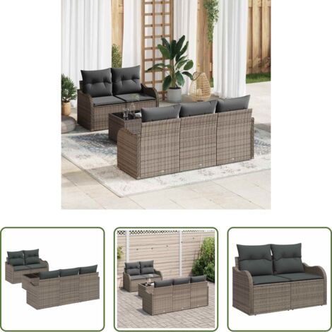 Polyrattan - Set Divano da Giardino Grigio polyrattan