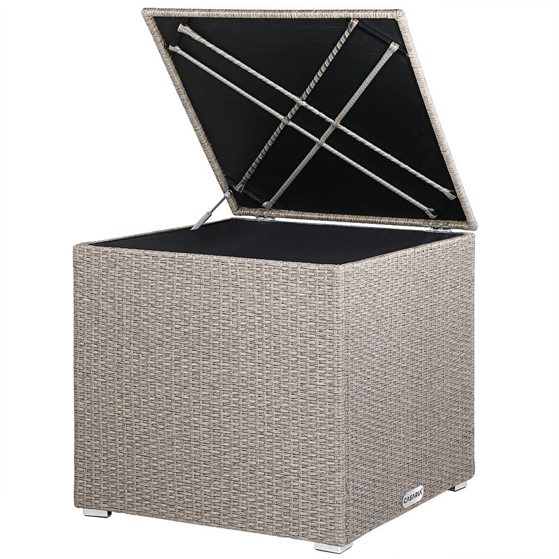 Polyrattan Support Box, Square, 75x75x70cm, Black, Brown, Cream, Grey Cream