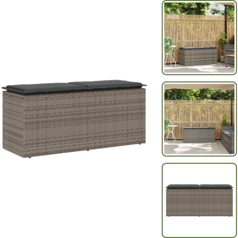 Polyrattan - vidaXL Panca da Giardino con Cuscino Grigio 110x40x44 cm in Polyrattan - Seduta esterna
