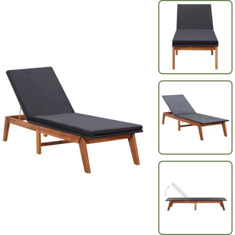 Polyrattan - vidaXL Sdraio con Cuscino in Polyrattan e Legno Massello di Acacia - Legno di acacia