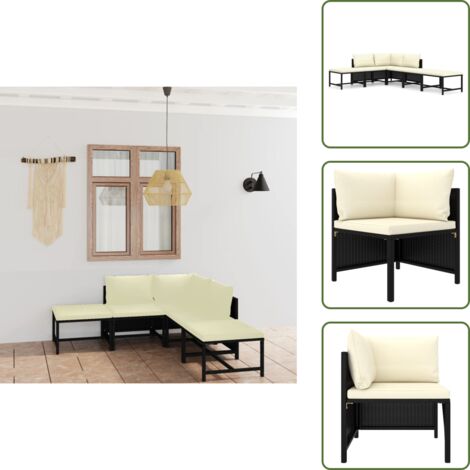 Polyrattan - vidaXL Set Divani da Giardino 6 pz con Cuscini in Polyrattan Nero - Cuscini per divano