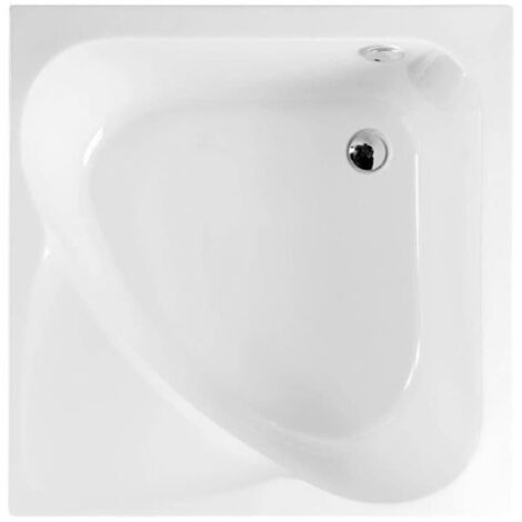 Polysan 90x90 cm Carmen baignoire d'angle gain de place 95 L en acrylique, sans pieds, orientation droite, blanc (29611)