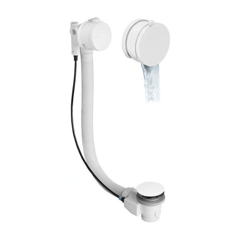 Accessoires - Garniture de vidage et remplissage par le trop-plein, longueur 775 mm, avec bowden, blanc 11051W - Polysan