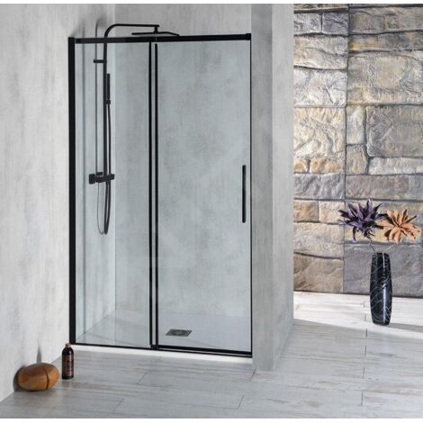Polysan Altis Line - Porte de douche Black, 2 battants, 1170-1210 cm, noir mat/verre clair AL3012B