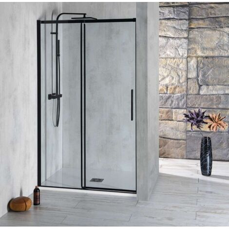 Polysan Altis Line - Puerta de ducha de dos piezas Negro, 137-141 cm, negro mate/cristal transparente AL4112B
