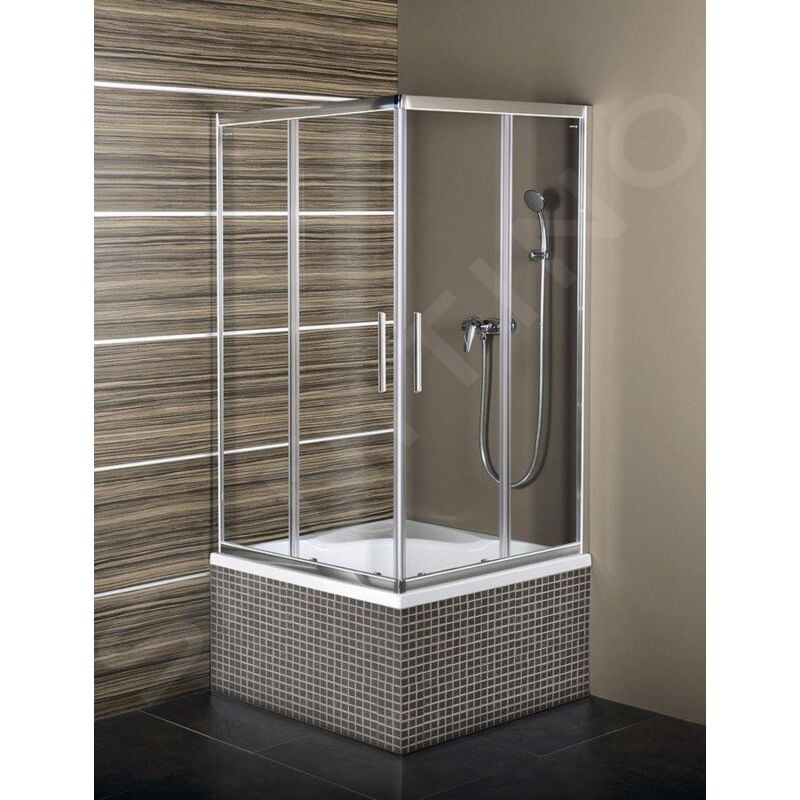 Polysan - Carmen - Cabine de douche, 900 x 900 x 1650 mm, aluminium poli/verre clair MD5116