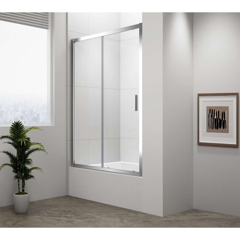 Deep - Porte de douche, 2 battants, 120 cm, aluminium brillant/verre clair MD1216 - Polysan