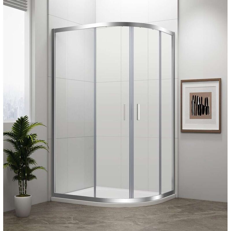 Polysan - Easy Line - Paroi de douche quart de cercle, 100x80 cm, aluminium/verre clair EL2915