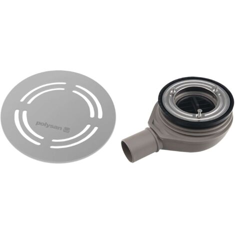 Polysan Flexia - Sifón de plato de ducha Geberit, diámetro 90 mm, DN40, tapa circular de acero inoxidable 17761
