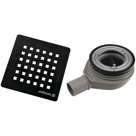 Polysan Flexia - Sifone Geberit per piatto doccia, diametro 90 mm, DN40, copriscarico nero 17751