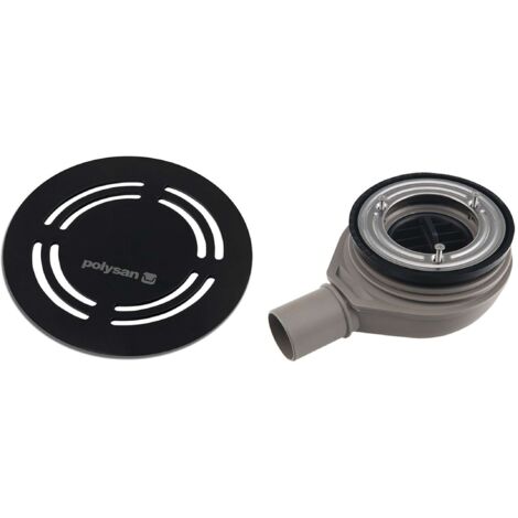 Polysan Flexia - Sifone Geberit per piatto doccia, diametro 90 mm, DN40, copriscarico rotondo, nero 17781