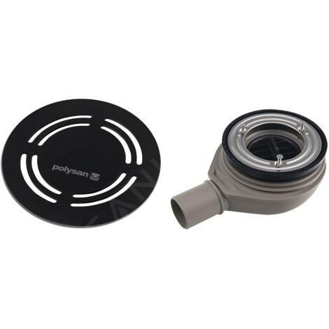 Polysan Flexia - Siphon de receveur Geberit, diamètre 90 mm, DN40, cache bonde rond noir 17781