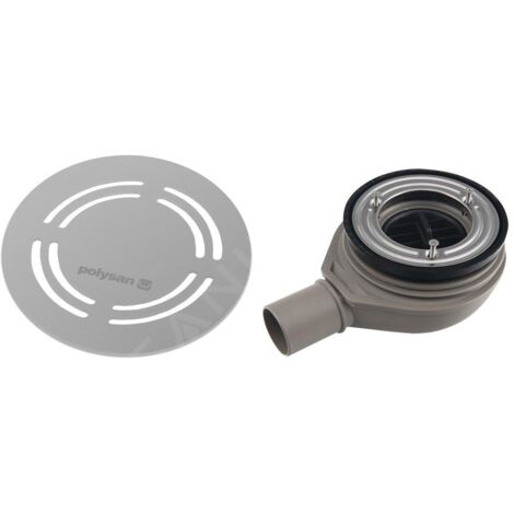 Polysan Flexia - Siphon de receveur Geberit, diamètre 90 mm, DN40, cache bonde ronde en inox 17761