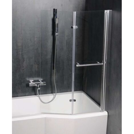 Polysan Odessa - Mampara de bañera neumática 97 cm, aluminio pulido/cristal transparente 37127