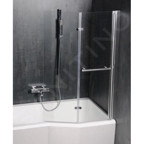 Polysan Odessa - Paroi de baignoire pneumatique 970 mm, aluminium poli/verre clair 37127