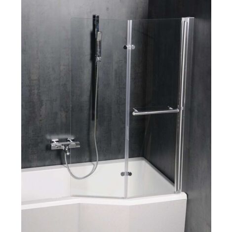 Polysan Odessa - Schermo per vasca da bagno pneumatico 97 cm, alluminio lucido/vetro trasparente 37127
