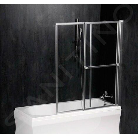 Polysan Olbia - Paroi de baignoire pneumatique 1230 mm, aluminium poli/verre clair 30317