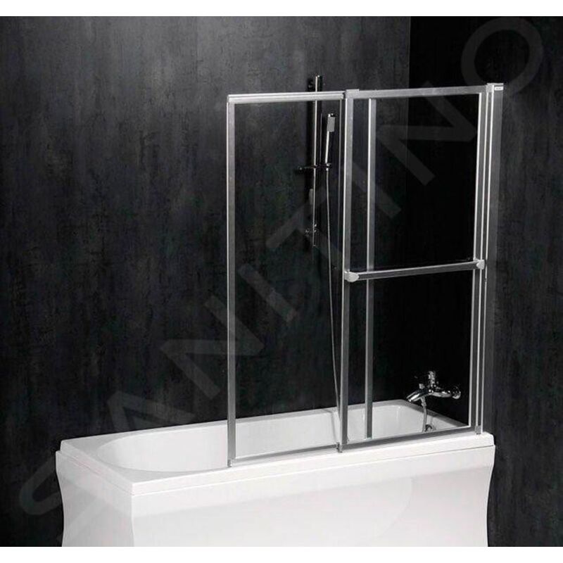 Polysan - Olbia - Paroi de baignoire pneumatique 123 cm, aluminium poli/verre clair 30317