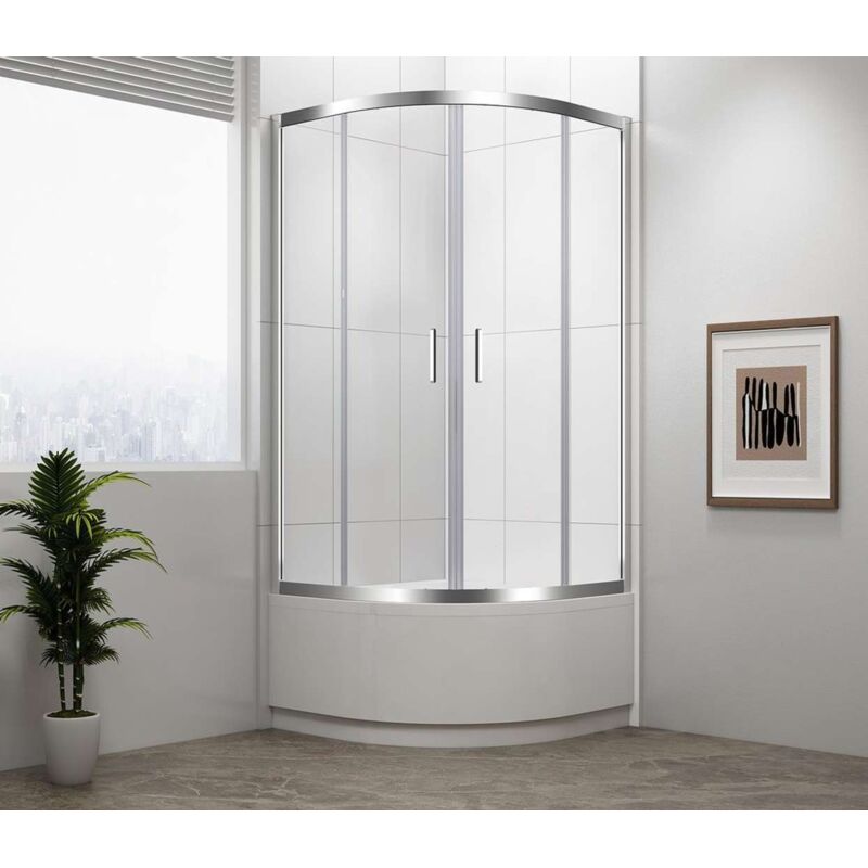 Polysan - Selma - Cabine de douche quart de cercle, 90x90 cm, aluminium poli/verre clair MD2516