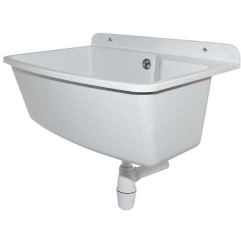 SANUNDO ZELVO MAXIMUS Ausgussbecken heller Granit 61 x 44 x 23,5cm Waschbecken Waschtrog Spülbecken m. Ablau