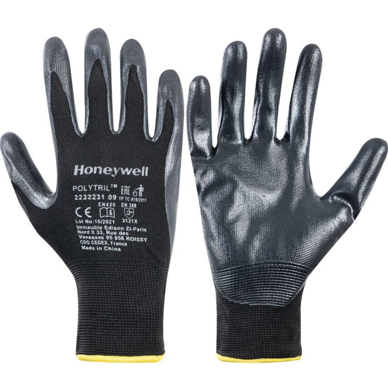 2232231 Polytril Palm-side Coated Black Gloves - Size 9 - Honeywell