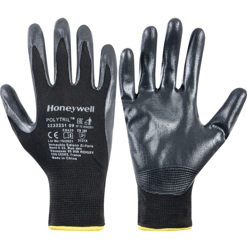 Honeywell 2232231 Polytril Palm-side Coated Black Gloves - Size 10
